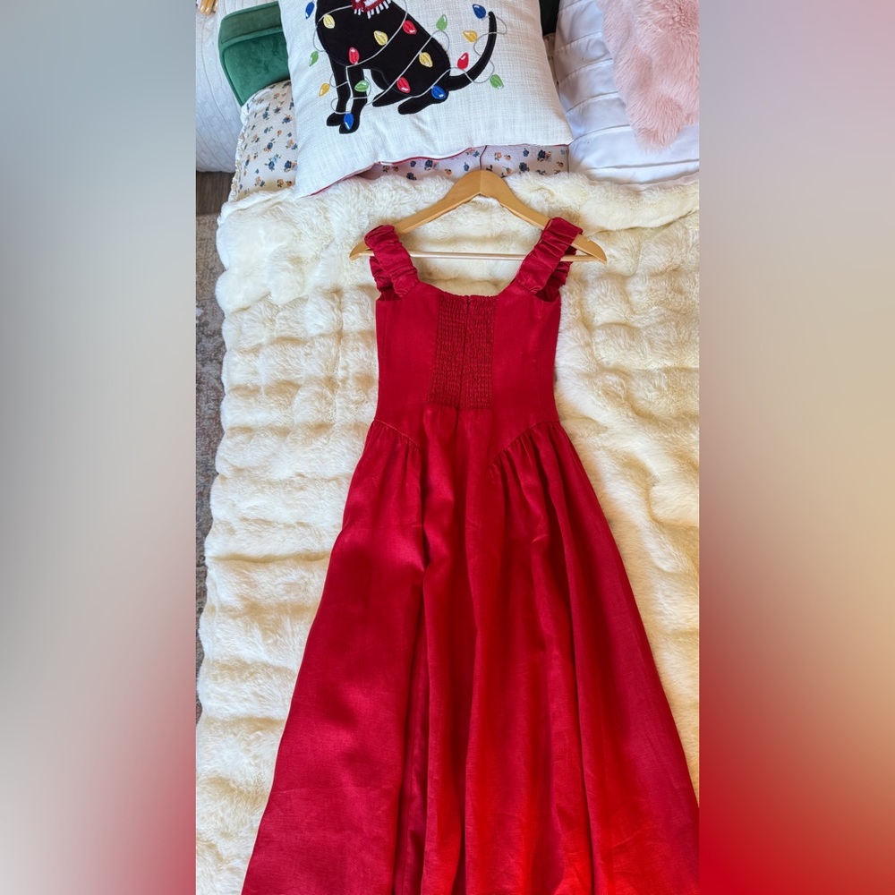 Reformation Monet Linen Dress In Lipstick, Brand new without tags, never worn. - Picture 11 of 16